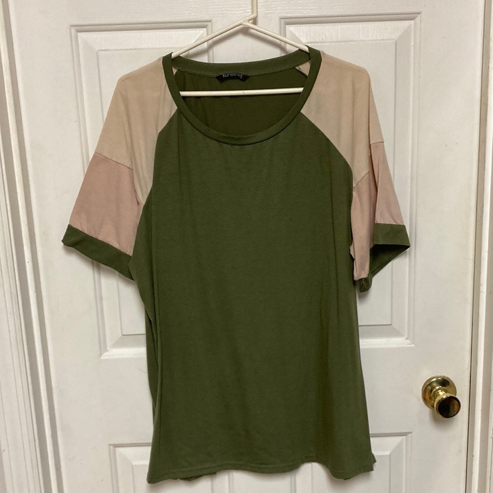 3 /$20… bundle and save
Olive Green and Beige Women's Top
